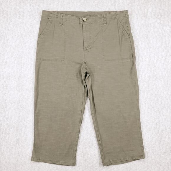 Caffe Marrakesh Capris Wmns 12 Green Khaki Stretch Knit Straight Fit Minimalist - Picture 1 of 8